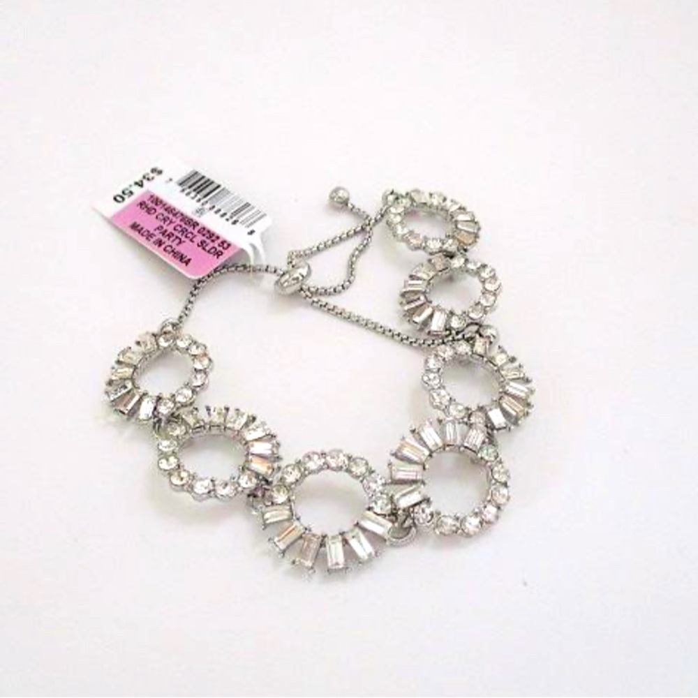 NWT INC International Concepts Silver-Tone Mixed Crystal Circle Slider Bracelet